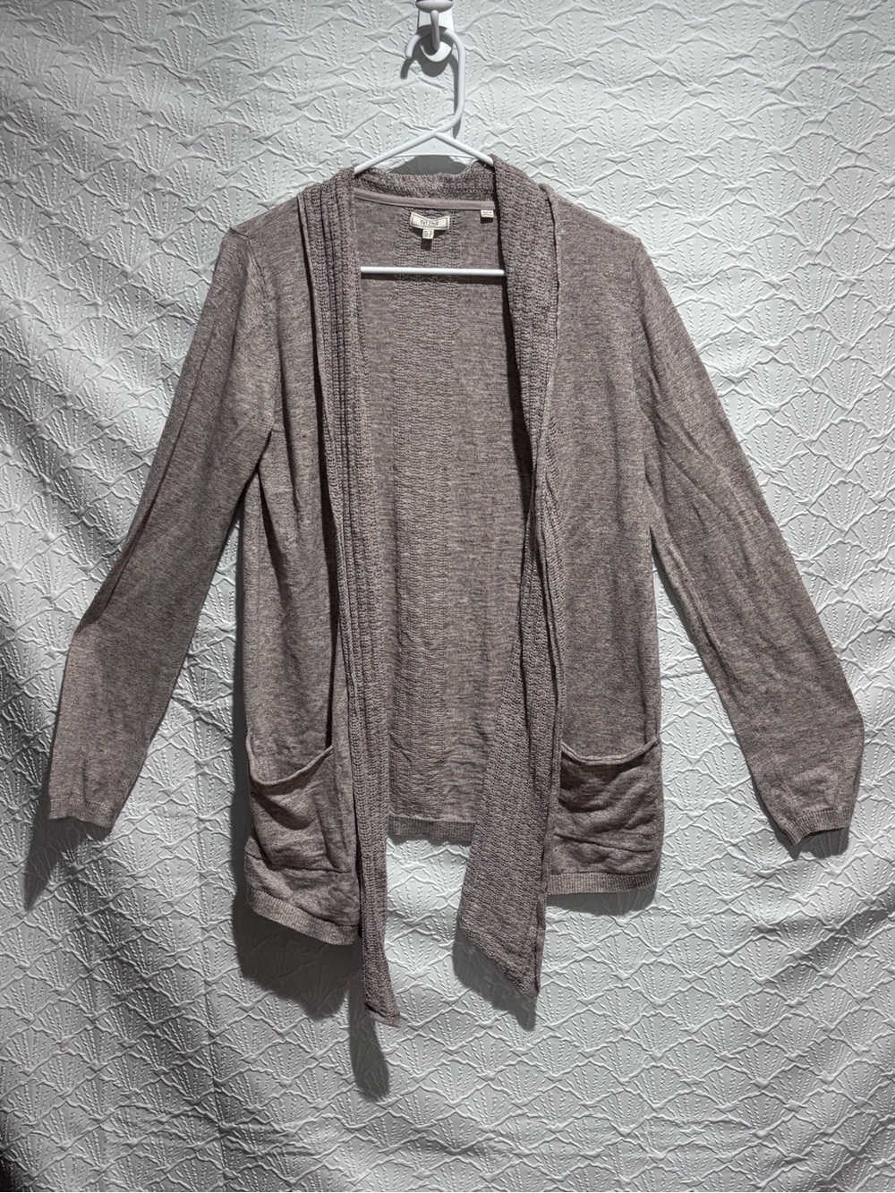 Fat Face Taupe Open-Front Knit Cardigan